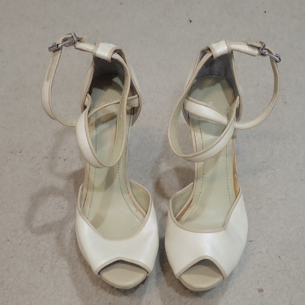 BCBGeneration Cream Peep-Toe Heels